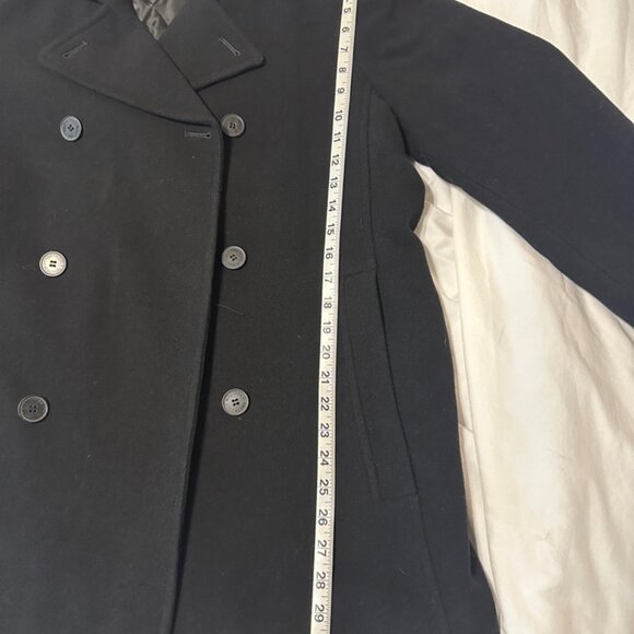 Kenneth Cole Reaction Wool Blend Size L Black Pea Coat Dry Clean - Picture 6 of 10
